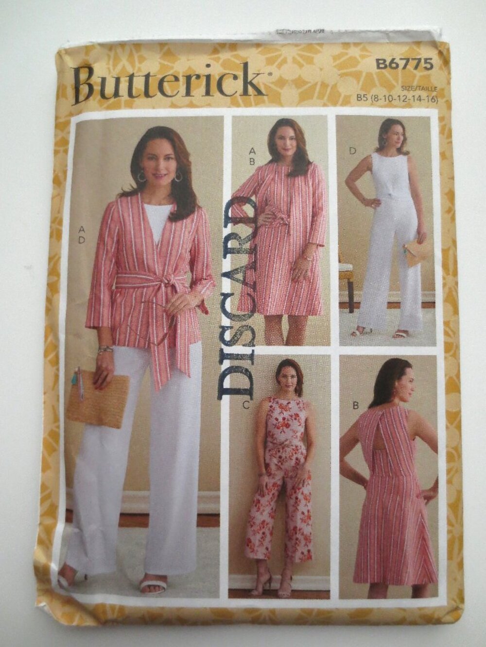 Butterick B6775 6775 Jacket Sash Dress Jumpsuit Capsule Sewing Pattern 8-16